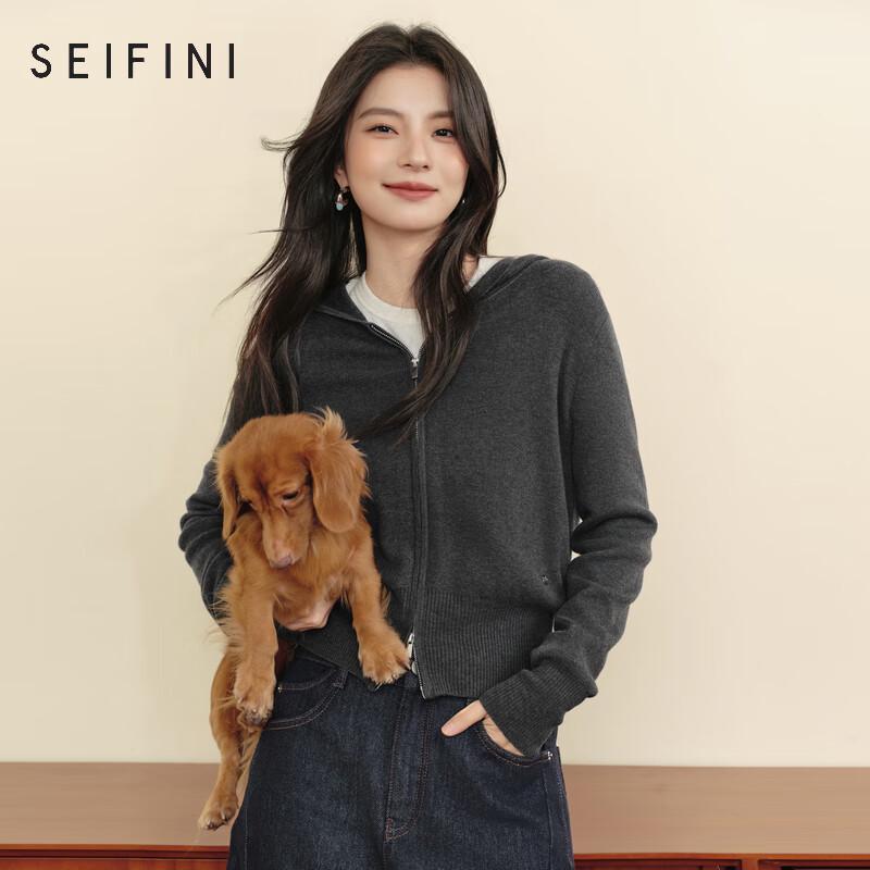 

SEIFINI Women s Hooded Knit Cardigan L
