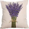 Plant and Flower Linen Pillowcase Purple Lavender Printed Pillow Cushion Cover Home Sofa