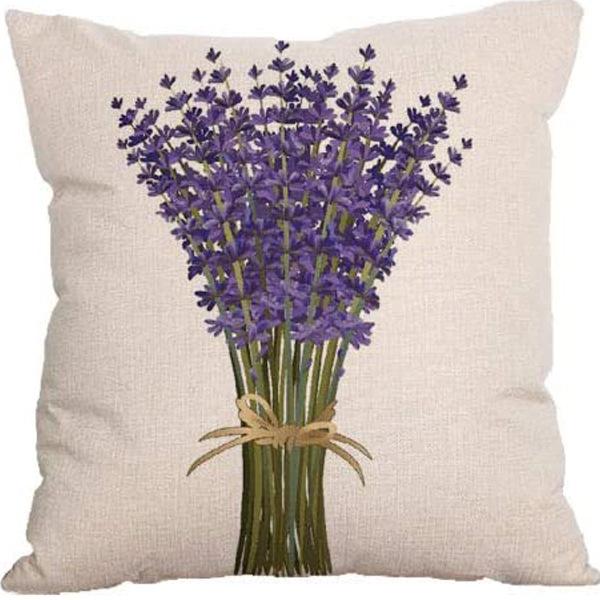 Plant and Flower Linen Pillowcase Purple Lavender Printed Pillow Cushion Cover Home Sofa