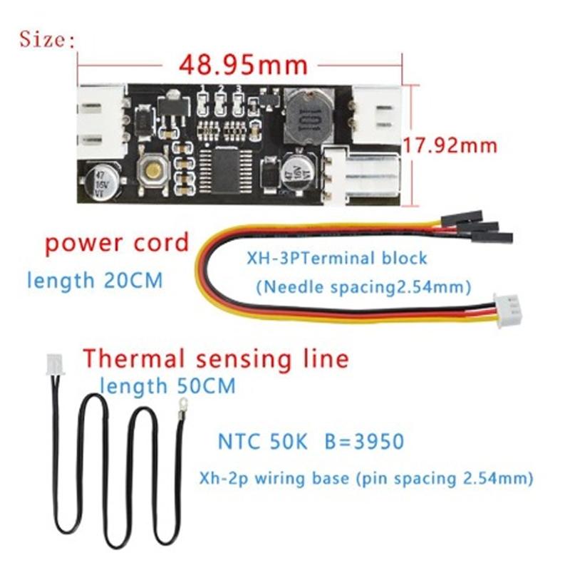 NTC B50K 3950 12V 0.8A DC PWM 2-3 Single Wire Fan Temperature Control Speed Controller Chassis Computer Noise Reduction Module