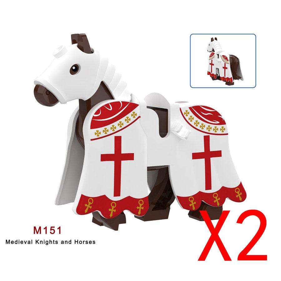 Vojenské stavebnice Kompatibilní figurky vojáků Středověcí rytíři Zbraně Plášť Ramenní brnění Válečný kůň Vlajky Dárky Hračky
