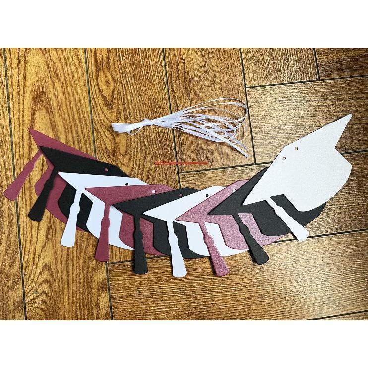 Graduation Party Decorations Maroon White Black 2025/Maroon Burgundy White Graduation Decorations 2025 FSU Maroon White 4pcs Grad Hat Banner Garlands
