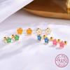 925 Sterling Silver Fashion Colorful Drip Oil Flower Screws Earrings for Women Exquisite Korean Temperament Jewelry Gift