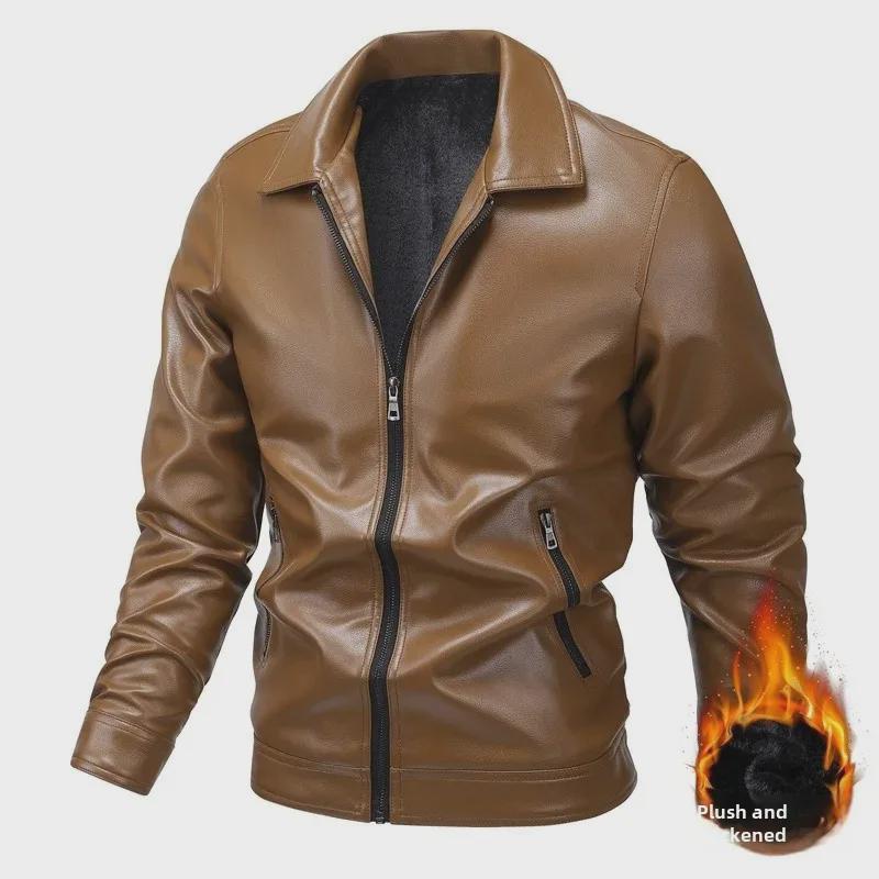 Men's Urban Motorcycle Leather Jacket - Trendy High-Quality Lapel Coat