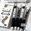 4 Peças Caneta Pressão Laço Preto e Branco Pegada Macia Super Alto Valor Pincel 0.5Mm Questão Secagem Rápida Pressionar Desenho Animado Caneta Neutra