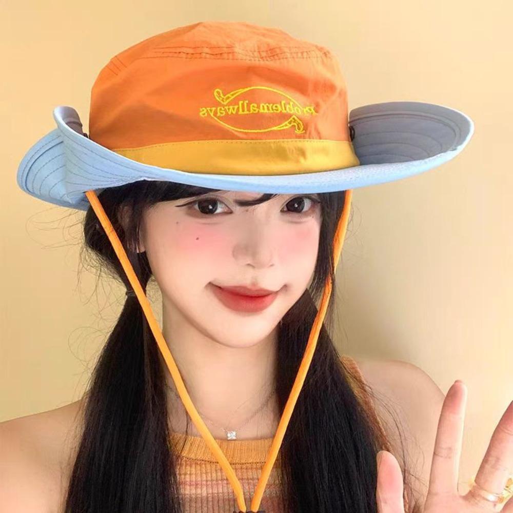 Color Matching Fisherman Cap Sun Protection Sun Hat Retro Hiking Caps Summer