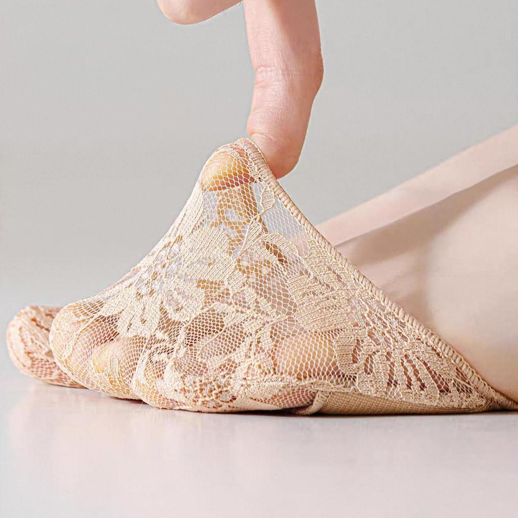 Women's Non-Slip Lace Forefoot Pads Women's Pain Relief Silicone Forefoot Socks Anti-Abrasion Breathable High Heels Half Insoles