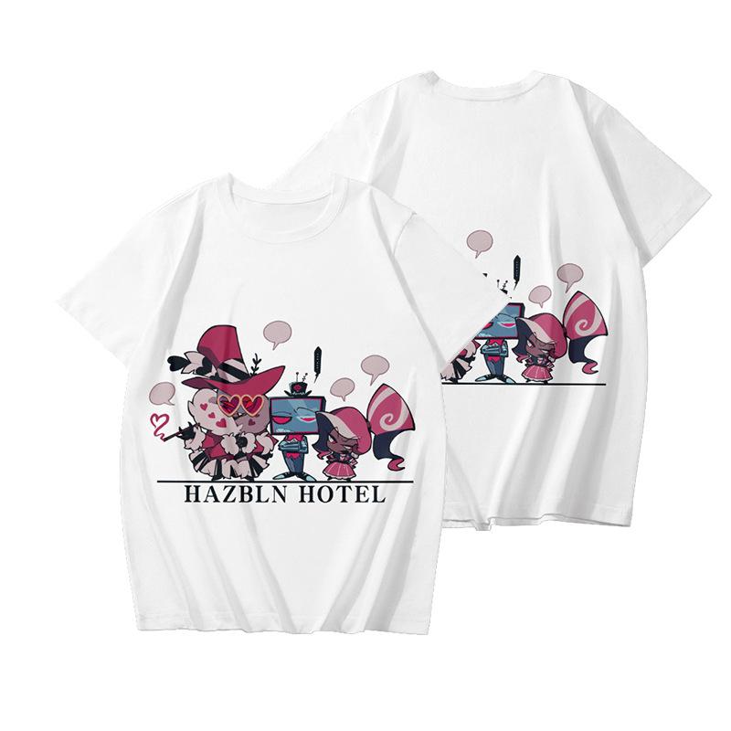 5 barev Hazbin Hotel Tričko Hip Hop Muži Ženy Anime Tisk Top Trička Harajuku Trička Módní Letní tričko