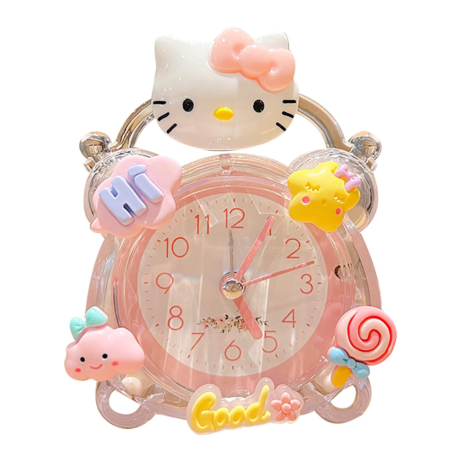 

Мультяшный будильник тихий милый декоративный портативный детский настольный часы для детской спальни общежития Pink Cat