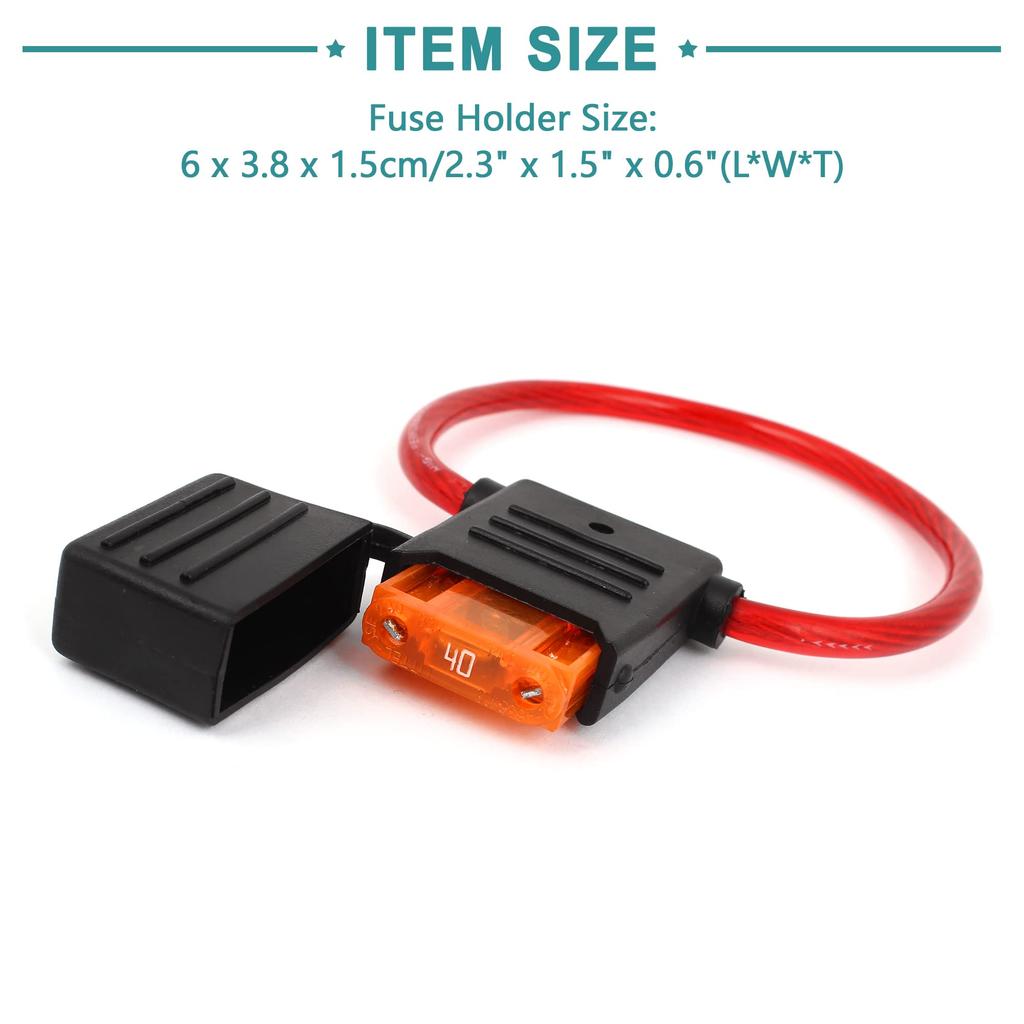 ACROPIX Type Universal Waterproof Fuse Holder 40A Red Black 2pcs