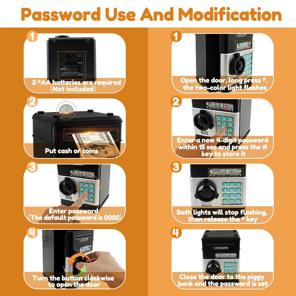 Electronic Password Money Bank Piggy Bank Safe Box Automatic Deposit ATM Cash Coins Saving Box Kids Birthday Toy Christmas Gift