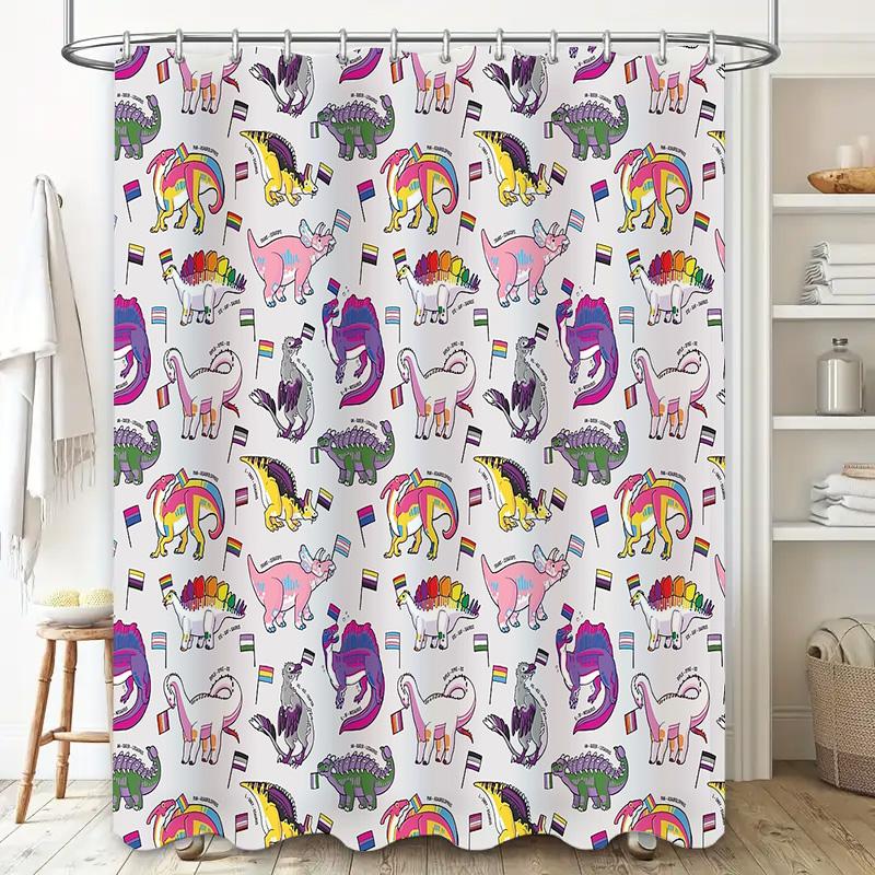 Rainbow Pride Shower Curtain Lgbt Bathroom Decor Transgender Flag Shower Liner Lgbtq+ Washable Backdrop