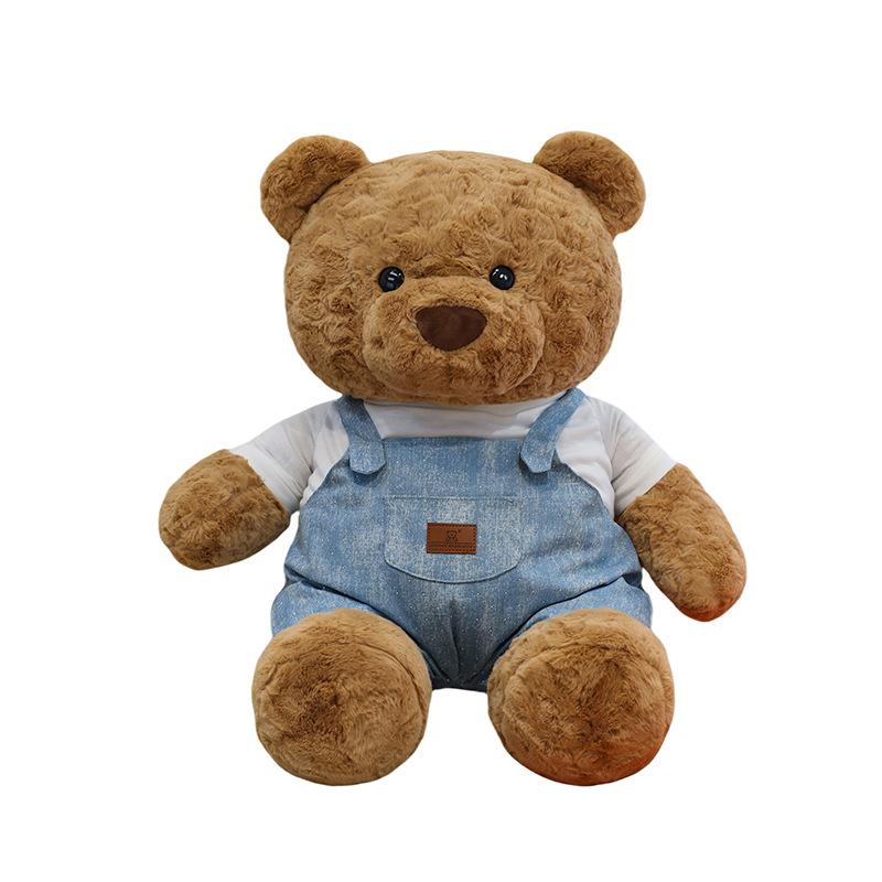 Couple Dressing Teddy Bear Plush Toy Denim Overalls Bear Home Decoration Video Game City Redemption Doll