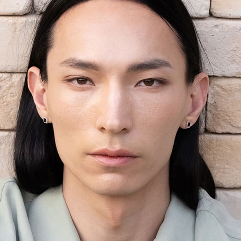 BE/GINS Silver925 ROCA MINI RECTANGLE ONYX EARRINGS