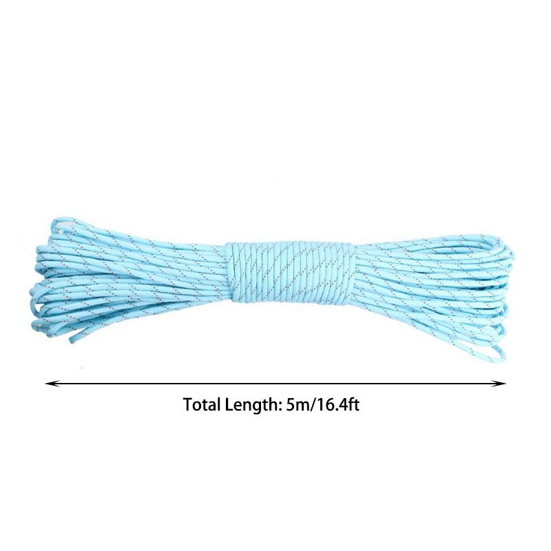 5m Reflektierendes Paracord, Ø 4mm Leuchtende Nylon-Zeltseile, 9 Stränge, Fallschirmschnur, Lanyard Camp Survival Seil, Camping Werkzeug