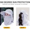 Women Wide Brim Face Mask Sun Hat Detachable Neck Face Flap Ponytail UV Protection Visor Hat Garden Fishing Hiking