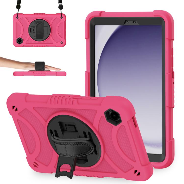 King PC Hybrid Silicone Tablet Case With 360° Rotatable Holder Hand Strap & Shoulder Strap For Samsung Galaxy Tab A11+ / A9+