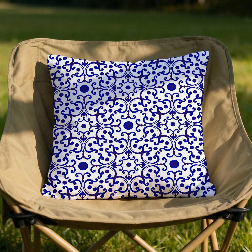 Traditional Blue and White Porcelain Cushion Cover Soft Reversible Durable Pillow Cover for Home Car Daily Comfort