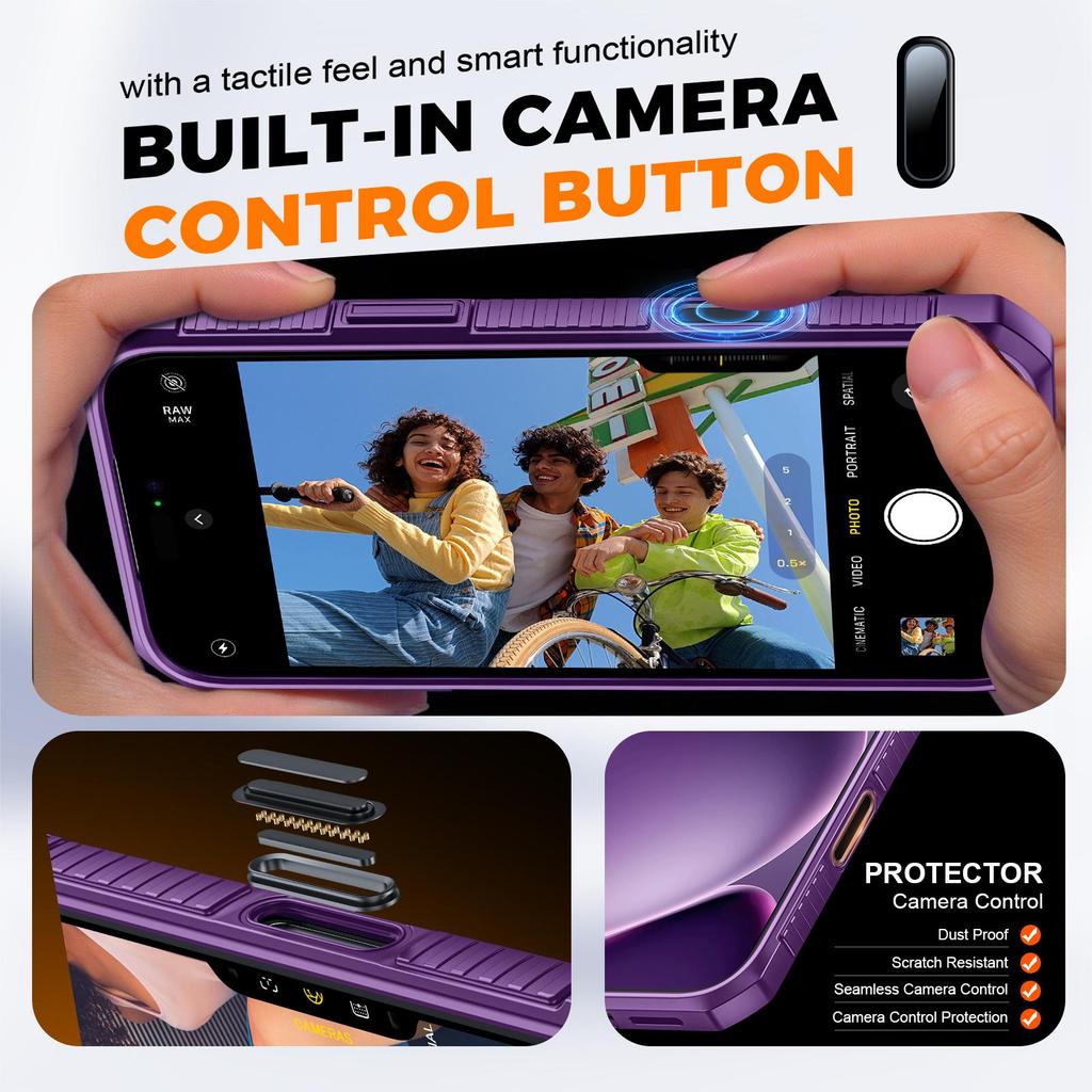 Wallet Case with RFID Blocking Card Holder Sliding Camera Cover Stand for iPhone 17 Pro Max-Purple