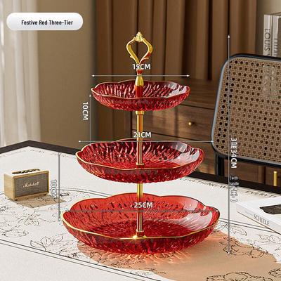 Floral Gold-Rim Multi-Tier Fruit Plate