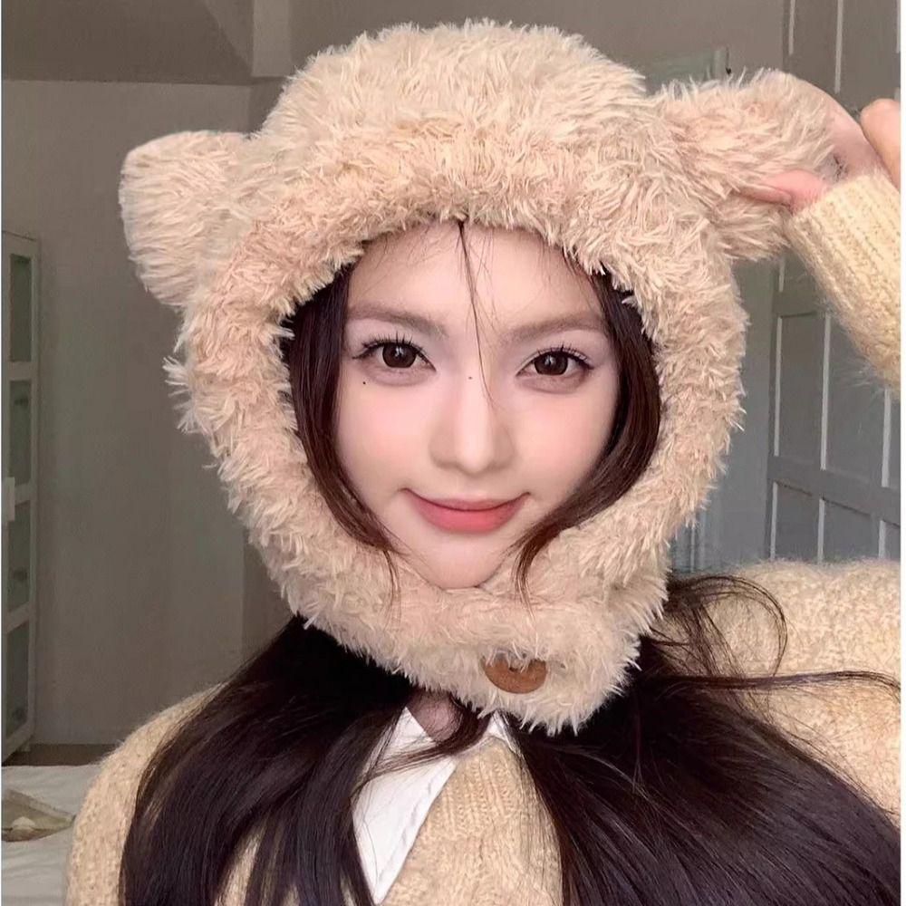 Winter Cap Bear Ears Hat Ear Protection Hat Fluffy Hat Personality Winter Beanie  Children