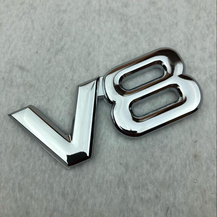 3D odznak V8 pro vozy Toyota a Volkswagen - Galvanicky pokovená kovová nálepka na zadní část