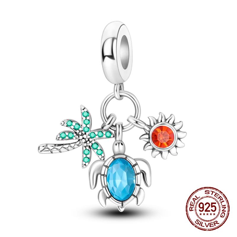 Copper Ocean Theme Turtle Octopus Seashells Charms Beads Fit Original Bracelets Diy Jewelry Making Women