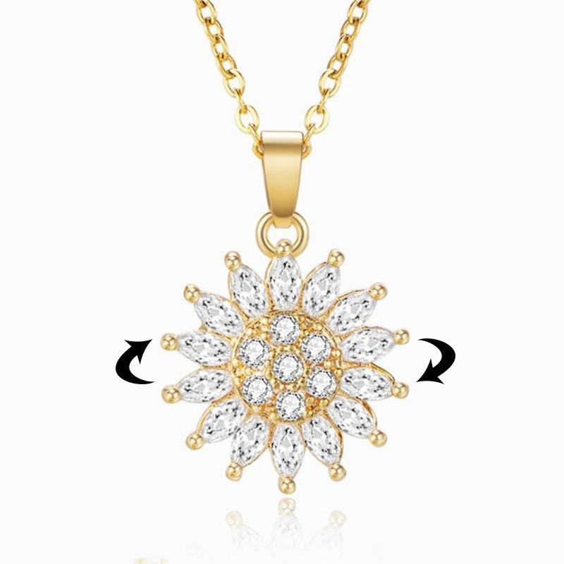 

Вращающееся кольцо, подсолнух, ожерелье из циркония, легкая роскошь, мода и популярный дизайн комплект ювелирных изделий для женщин