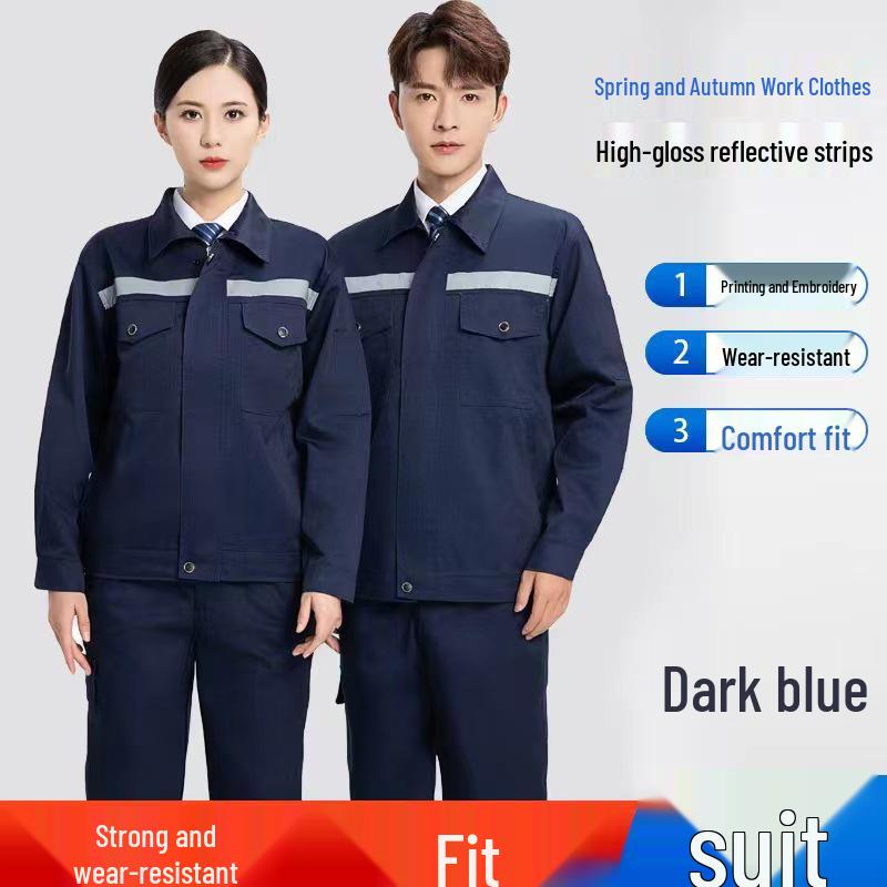 Men's Polyester Long-Sleeve Workwear Set - Moisture-Wicking Uniform for Auto Repair and Labor Protection