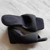 Fashion 2025 Slip Belt Wedge Heels Women's Niche Fashion Versatile Bread Plush Fleece Square Toe Slippers