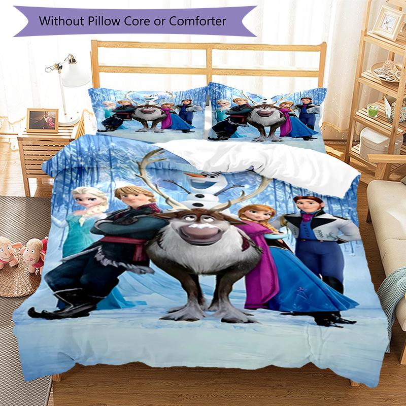 3pcs Elsa Bedding Set Duvet Cover Closure Includes 1 Duvet Cover & 2 Pillowcases, Soft and Comfortable for All Seasons.