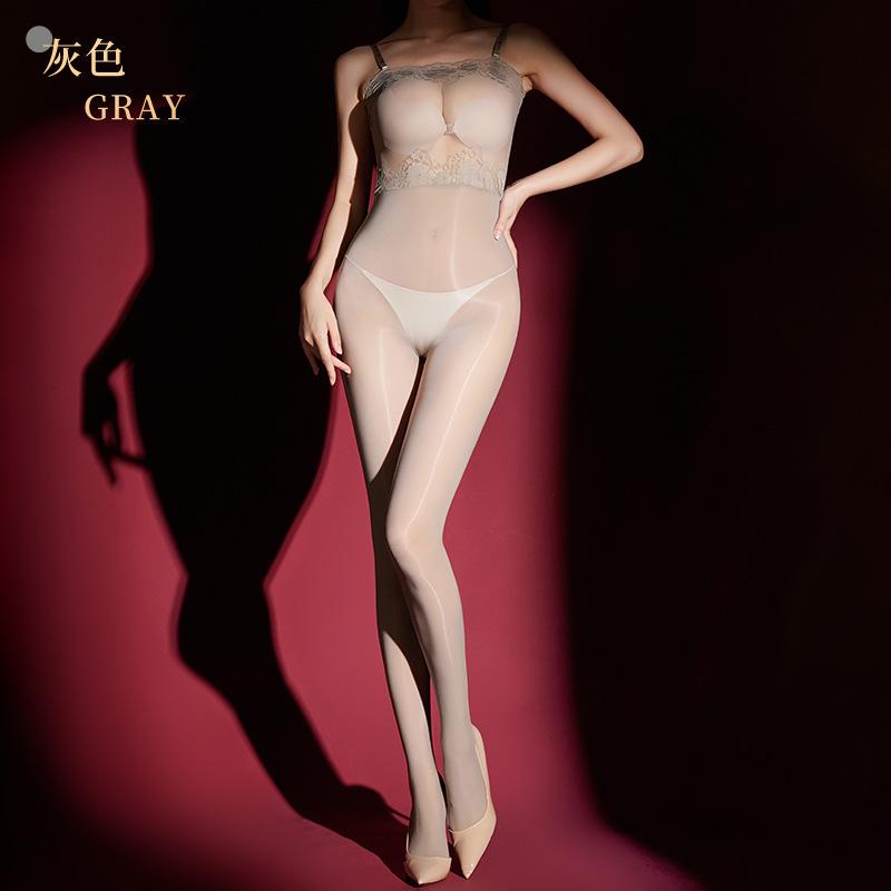 Sexy Women 5D 912Pin Thin Lace Maid Bodysuit Elastic Tights Oil Glossy Shiny Yoga Jumpsuit Shaping Leotard Crotchless