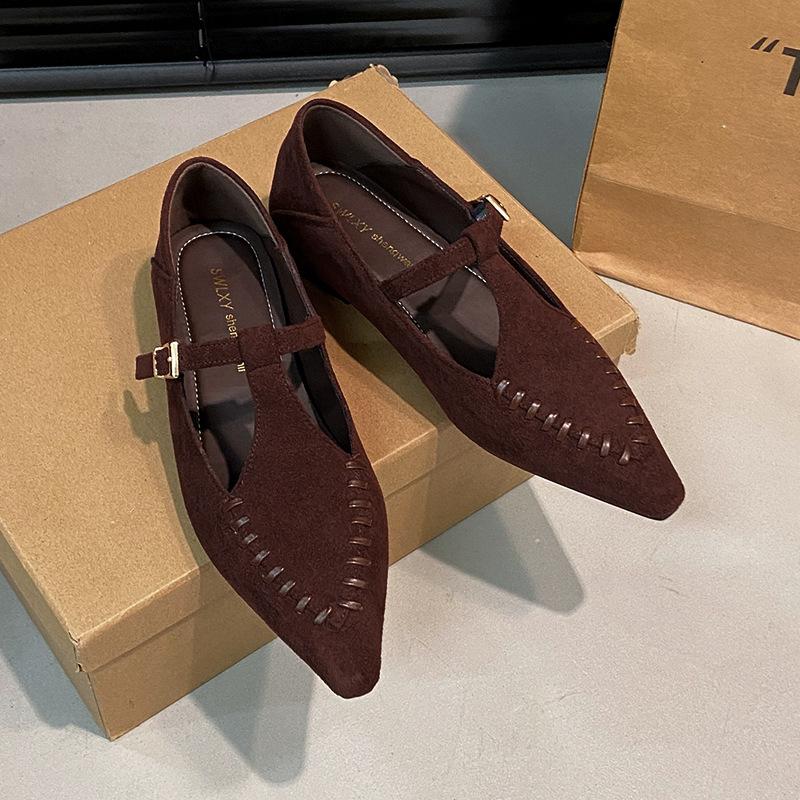 Cowhide version~ pointed Mary Jane shoes 2025 autumn versatile temperament new women's inner height increase single shoes fashionable versatile