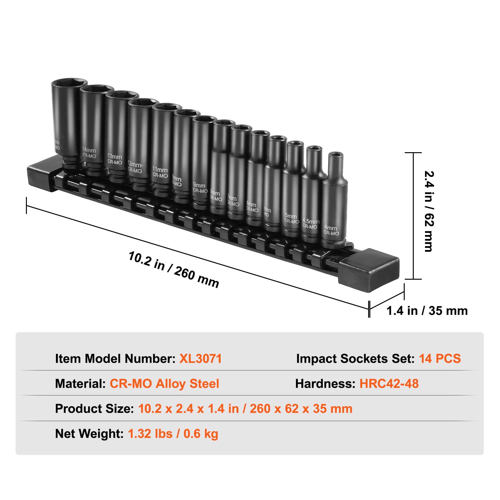 

SucceBuy DriveImpact Socket Set Cr-Mo Alloy Steel for Auto Repair Easy-to-Read Size Marking Rugged Construction Socket Organizer
