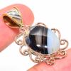 Natural Botswana Agate Two Tone 925 Solid Sterling Silver Pendant 1.30" q7T37