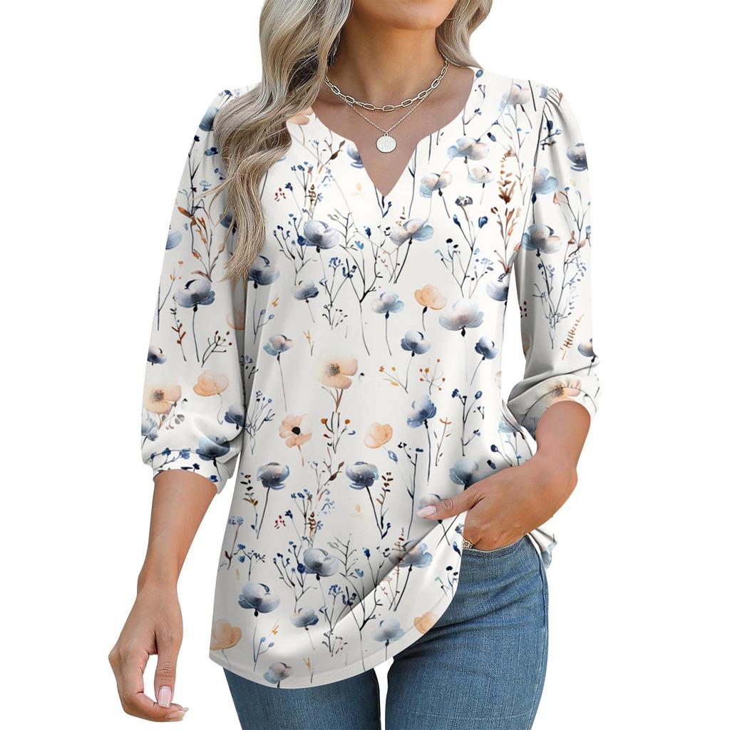 Women's 3/4 Sleeve Shirts Graphic Tees Shirts Casual Basic Tops Pullovers