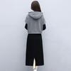Women's 2 Piece Dress Set Pullover Hooded Drawstring Sweatshirts Midi Dress Lounge Sets Casual Fall Spring Outfits