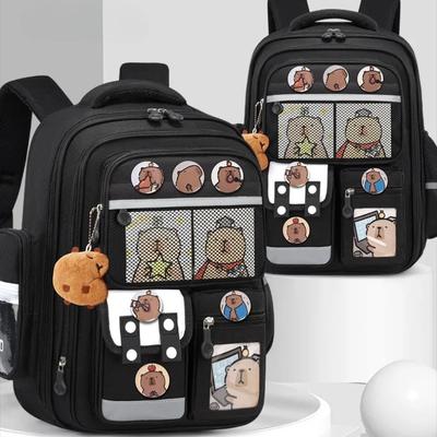 Mochilas Escolares Kawaii Capivara para Crianças Meninos Grande Capacidade Mochila Escolar Universitária Impermeável Mochila Escolar Estudante Bolsa de Livros