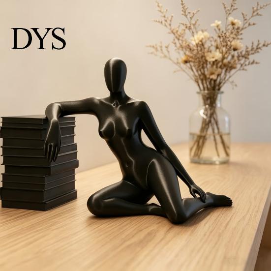 Women Desktop Ornament 3D Printed Abstract Figurine, Modern Female Body Art Statue, Minimalist Bookcase Decoration Leaning Book Sculpture for
