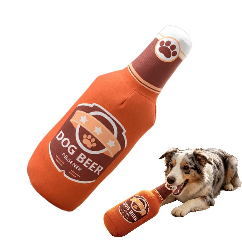 Giocattoli Stridenti per Animali a Forma di Bottiglia di Birra Peluche Giocattolo da Masticare per Cani Stridente Interattivo Resistente al Morso Giocattoli per Cani Piccoli e Grandi