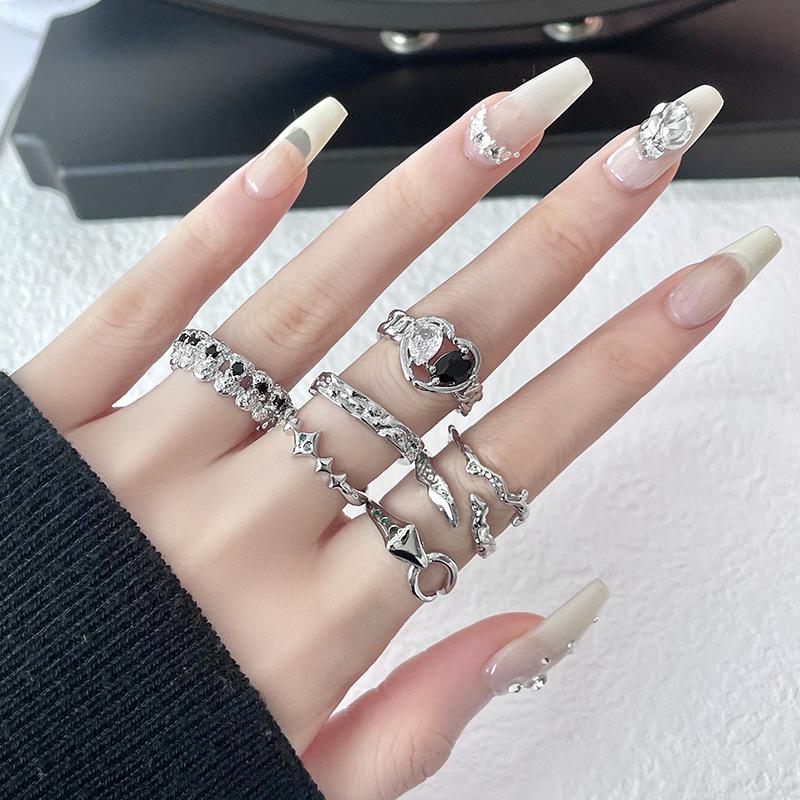 Niche Design, High-End Sense Of Love, Zircon Combination, Stacked Open Ring, Cold Wind Index Finger Ring, Personalized Woman