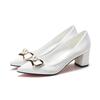 Bridal Shoes Women High Heels Champagne Pearl Rhinestone Wedding Shoes White