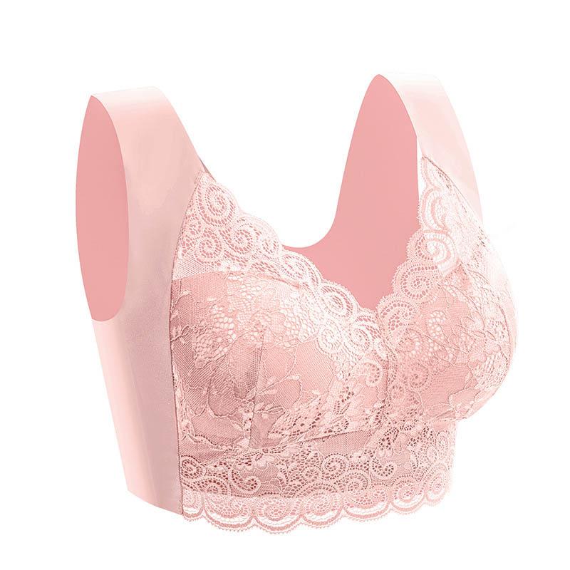 Damen-BH in großer Größe, Spitze, nahtlos, einteilig, fester Körbchen, sexy, ohne Stahlring, schöner Rücken, atmungsaktiver Schlaf-Komfort-BH
