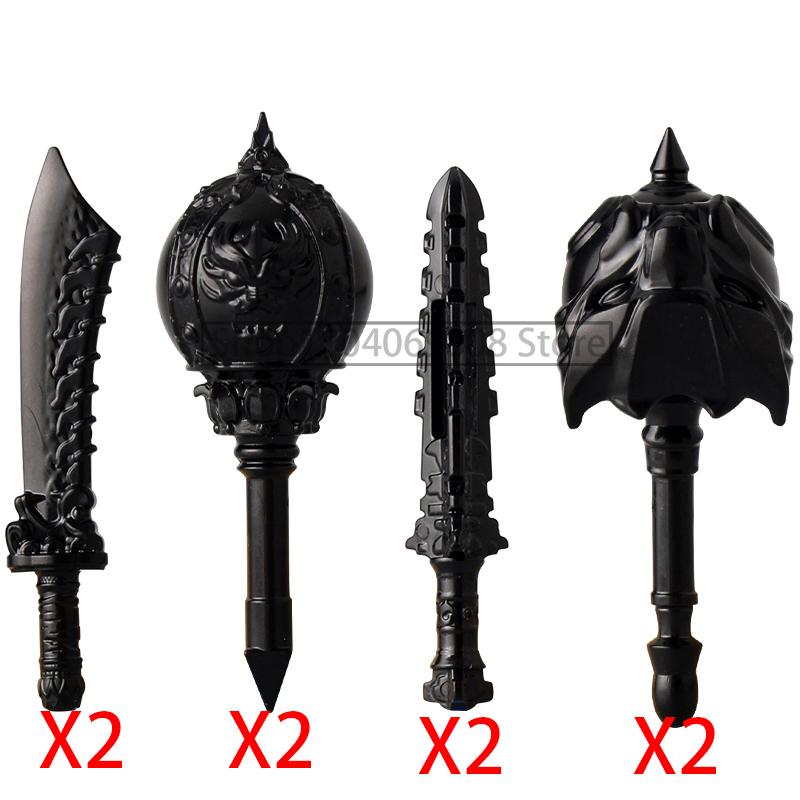 MOC Military Building Blocks Medieval Soldiers Knight Figures Weapons Accessories Witc Hat Helmet Shield Spear DIY Brick Toy T10
