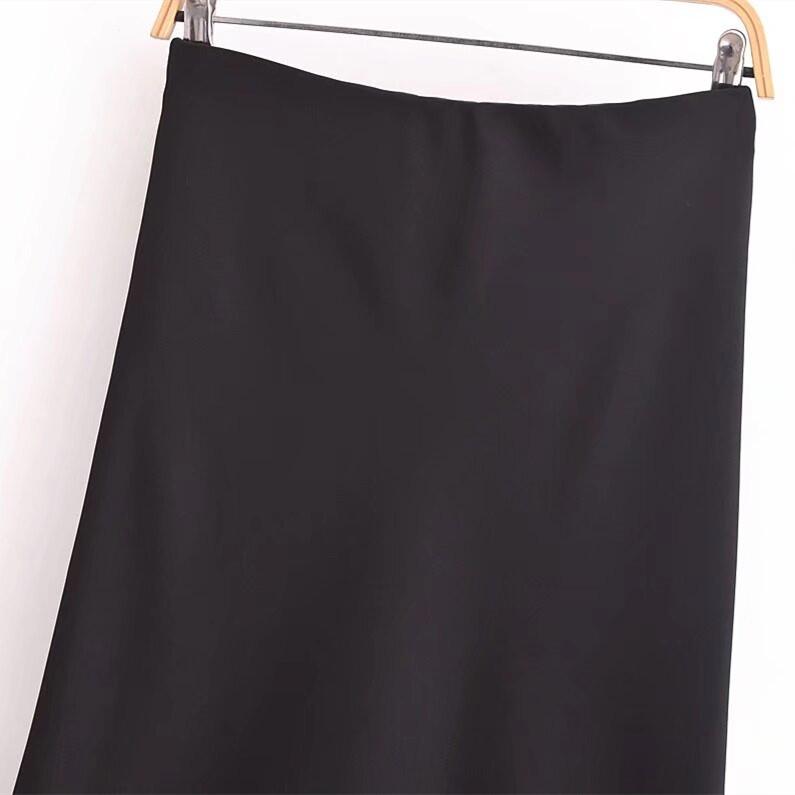 2025 Spring Women's Slim Crepe High-Waisted Casual Midi Skirt