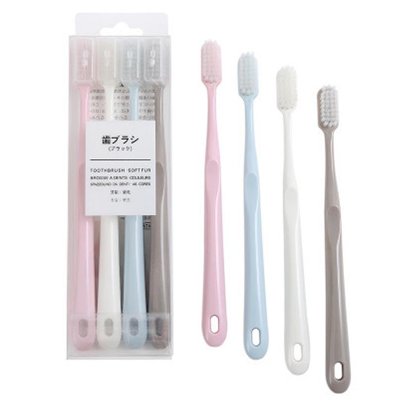 Macaron 4-Pack Adult Toothbrush Set - Small Head, Soft Ultra-Fine Bristles, Unisex, Morandi Colors