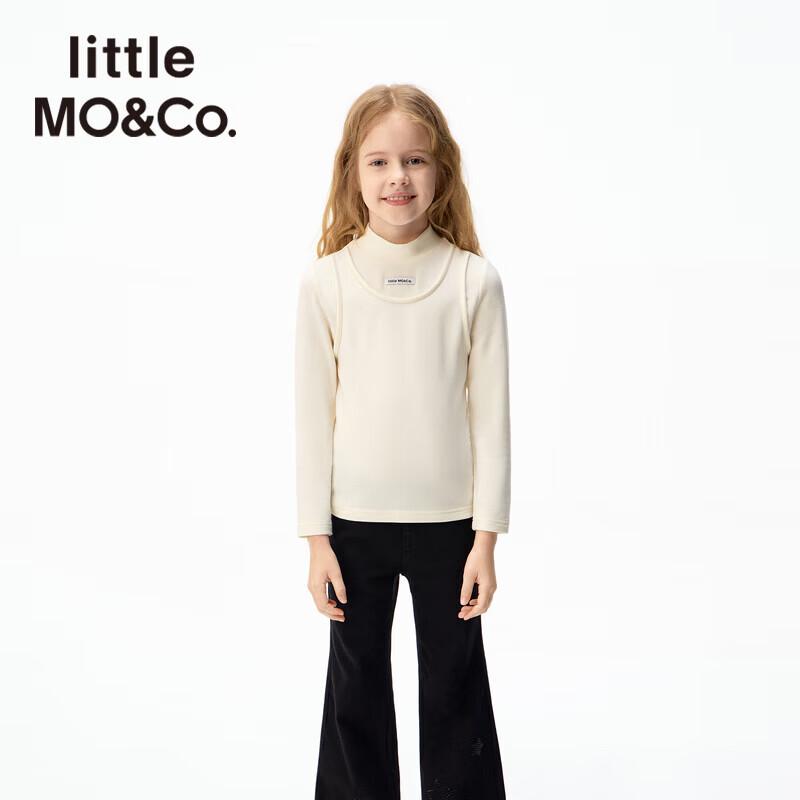 little MO&Co. Girls  Far Infrared Thermal Faux Two-Piece Long Sleeve Brushed T-Shirt 140