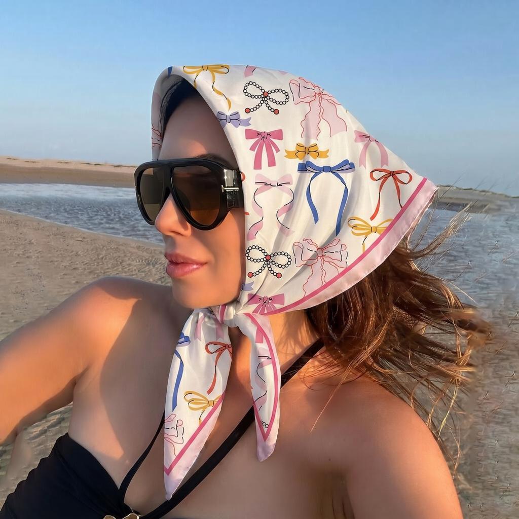 Print Scarf Square Hijab Headscarf Bandana Handkerchief Silk Scarves Woman Female Wraps Headband Art Modern Accessory