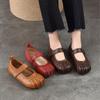 Johnature Echt Leer Zachte Zool Lage Uitsparing Platte Schoenen Comfortabele Ronde Neus Damesschoenen