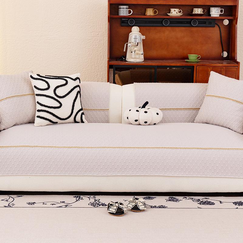 Light French Cream Wind One-Piece Sofa Cushion Universal In All Seasons 202 New Cover Cloth Towel Non-Slip Seat Cushion